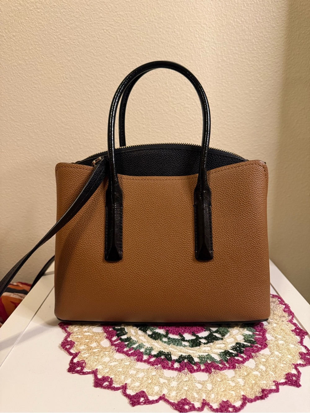 kate spade Leopard Print Satchel with Black Trim - Picture 3 of 5
